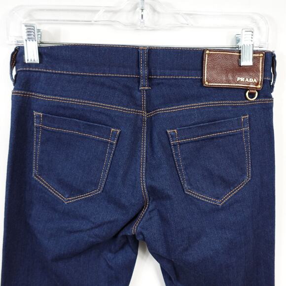 Vintage Y2K Prada Low Rise Regular Fit Straight Bootcut Blue Jeans - Picture 3 of 12